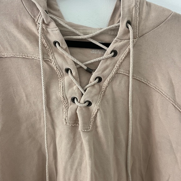 Peachy tan hoodie with crisscross strings from area - Picture 2 of 4